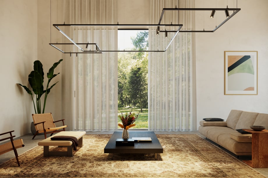 Linbear square track lighting in living room