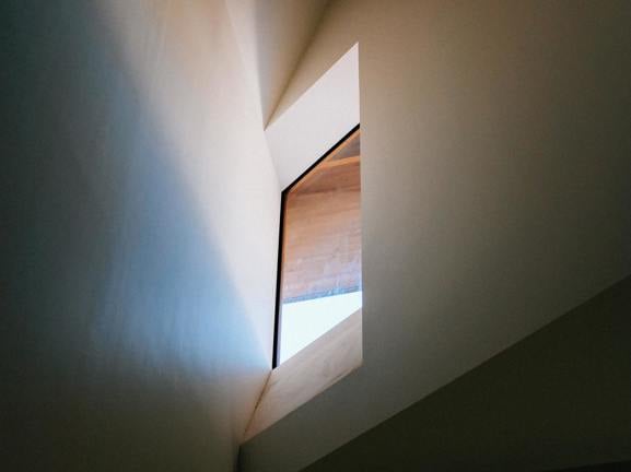 Square window in an architectural environment