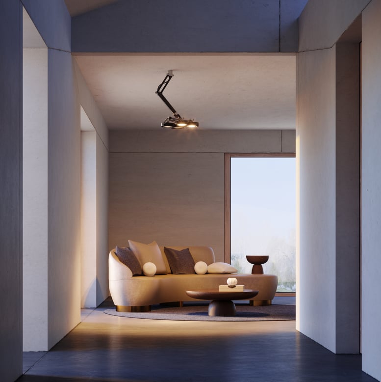 Vintage architectural lighting in a modern living room