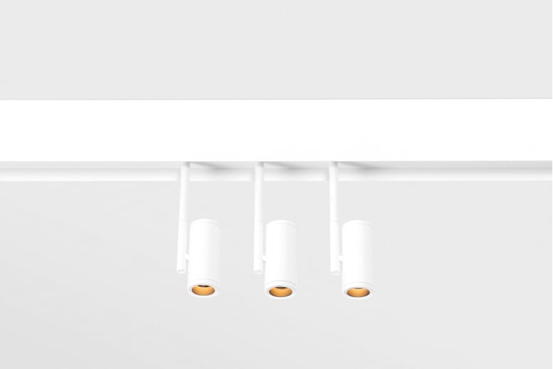 Adjustable spot lights on linear lighting