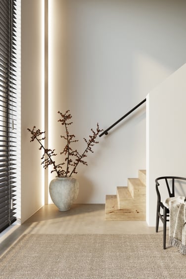 Corner lighting in a modern hallway