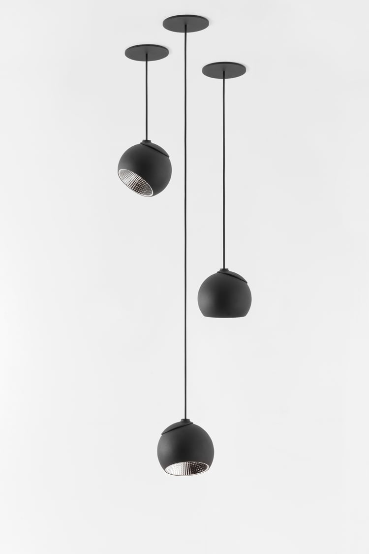 Adjustable round black suspension lighting