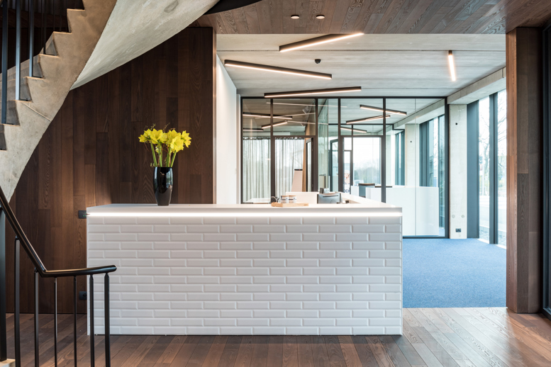 Smart office lighting at the reception desk