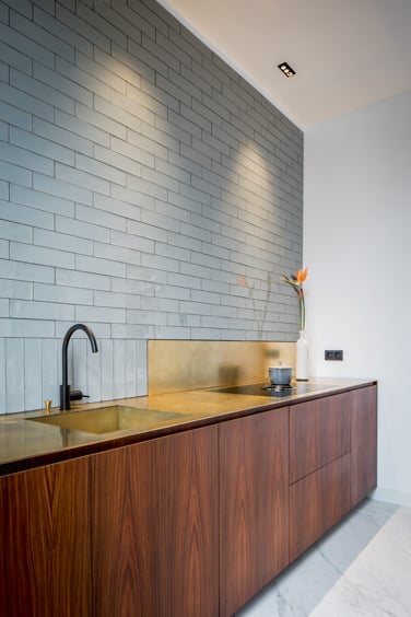 Cozy kitchen with cube smart lighting