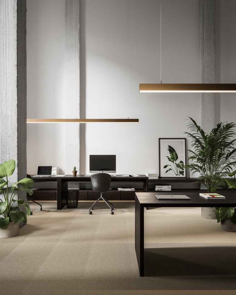 Linear lighting in office