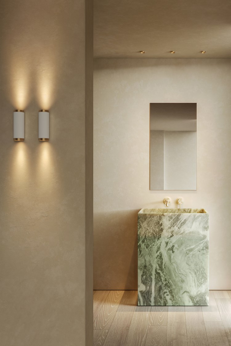 Wall and ceiling lighting in a modern bathroom